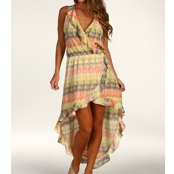 Parker Dress Silk Ruffle Watercolor Stripe Mini - Picture 1 of 7